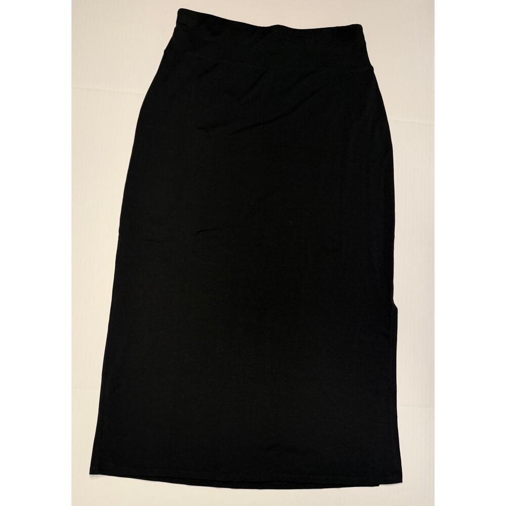 Eileen Fisher Black Tencel Midi Pencil Skirt with Side Slit Size S/P